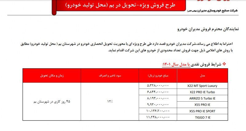 شرایط فروش مدیران خودرو اعلام شد