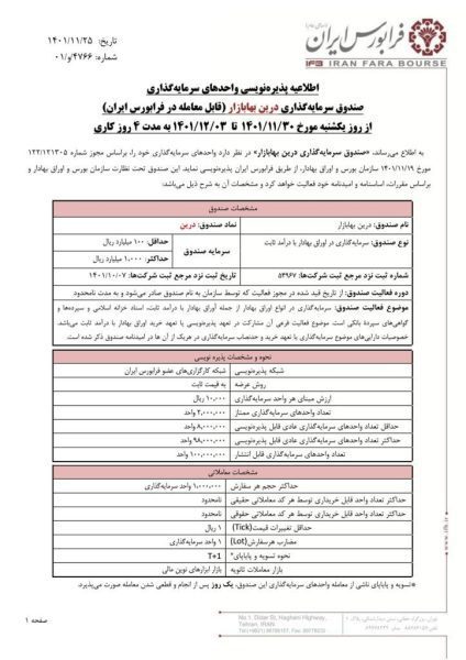 صندوق سرمایه گذاری درین بها بازار