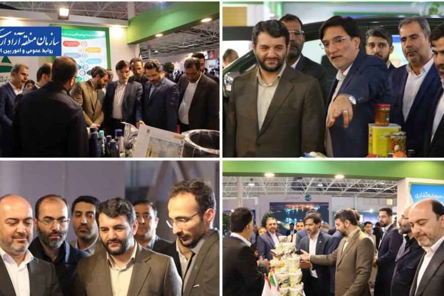 بازدید دبیر شورای عالی مناطق آزاد و استاندار هرمزگان از غرفه ارس