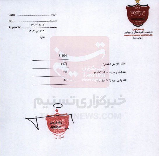 ریز درآمدها و مصارف باشگاه پرسپولیس اعلام شد