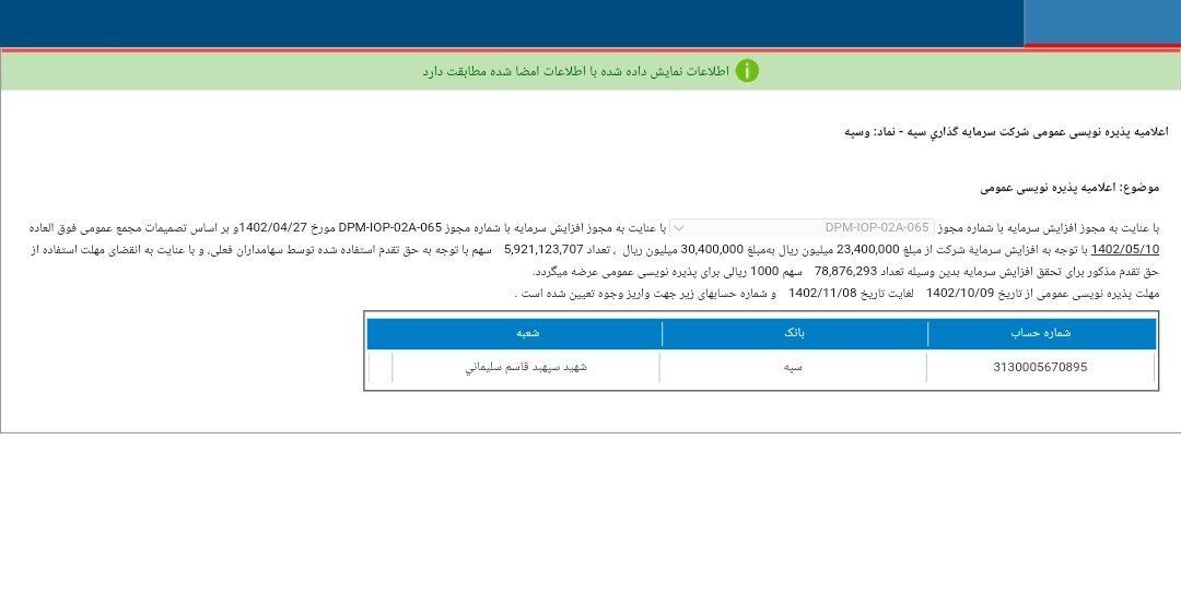 وسپه پذیره نویسی برگزار می کند