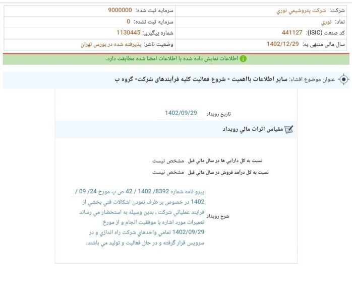 فعالیت های نوری از سر گرفته شد