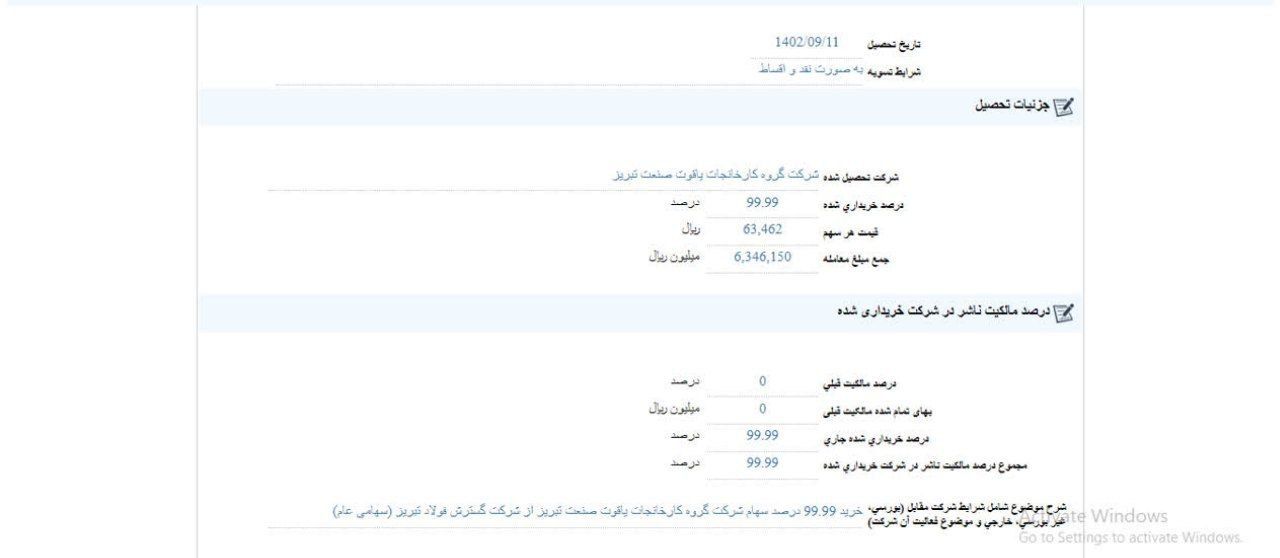 وآفر از تحصیل سهام خبر داد