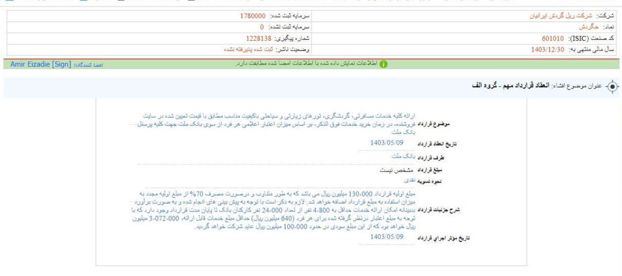 انعقاد قراردادی مهم برای حگردش