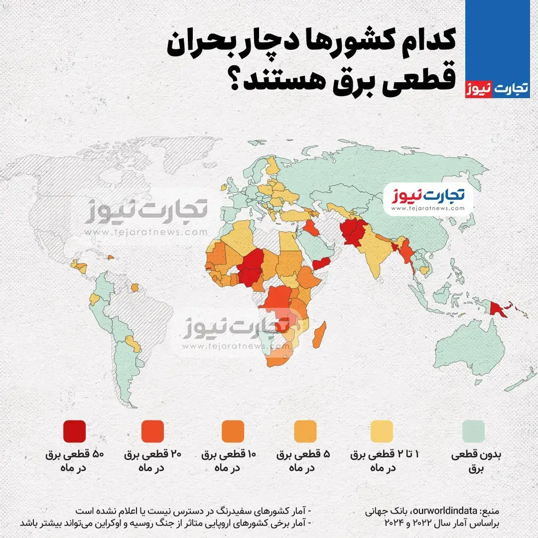 کدام کشورها قطعی برق دارند؟