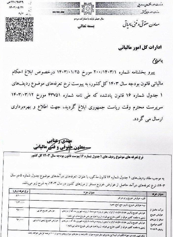 عوارض خروج از کشور جدید