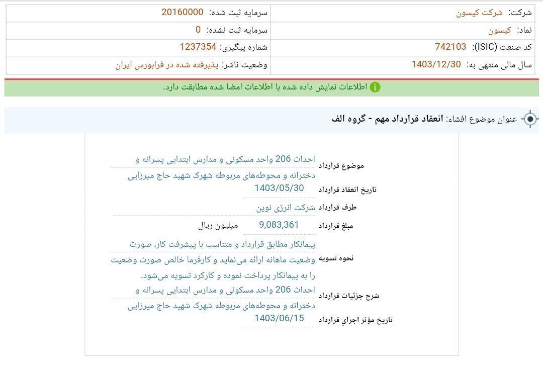 کیسون قراردادی مهم منعقد کرد