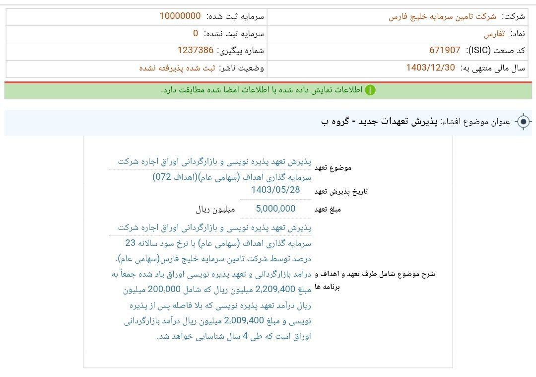 تفارس و تعهدی تازه