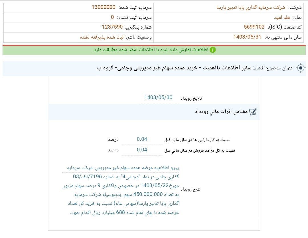 خرید سهام وجامی توسط وپایا