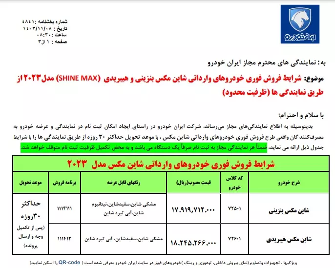 فروش ایران خودرو 1 1
