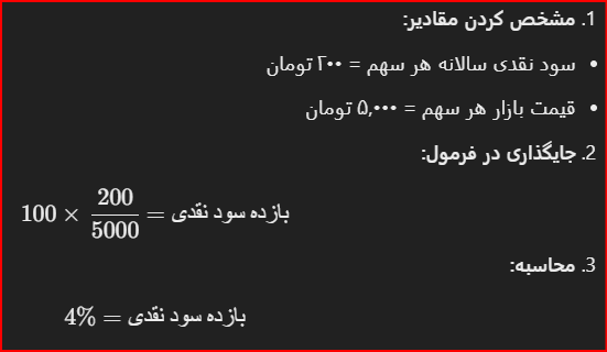 نحوه محاسبه بازده سود سهام نقدی