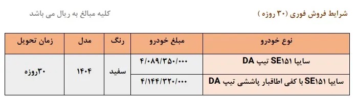 آغاز فروش نقدی وانت سایپا 151 با قیمت جدید + جزئیات
