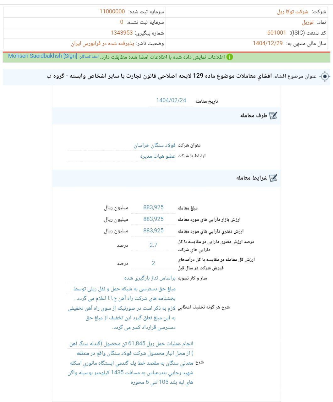 کدال توریل | همکاری با شرکت هم گروه