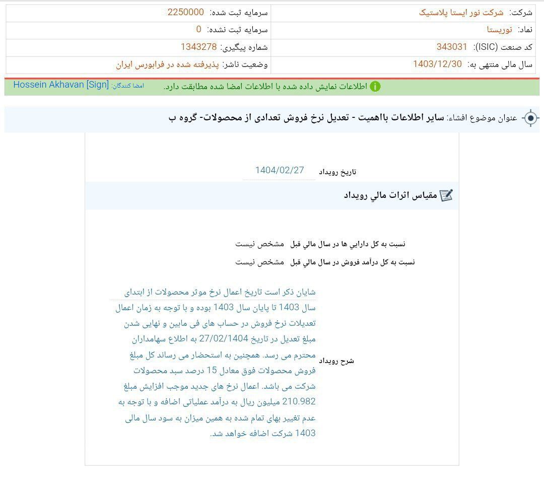 کدال خنور | تعدیل نرخ فروش تعدادی از محصولات