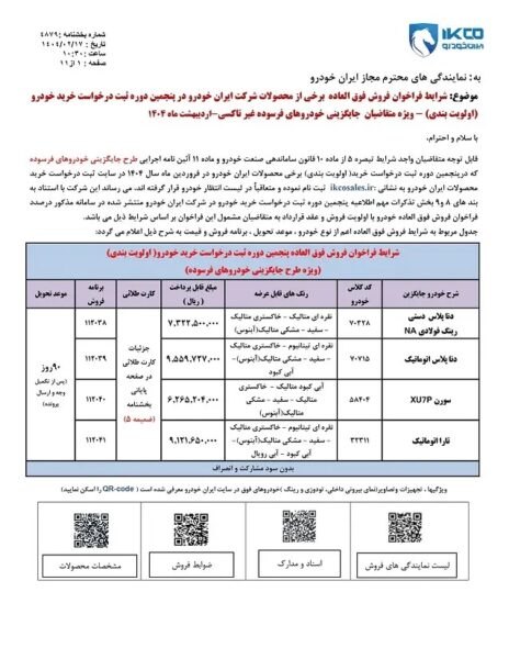 فرصت تازه برای خریداران خودرو داخلی؛ طرح فروش ایران‌ خودرو آغاز شد