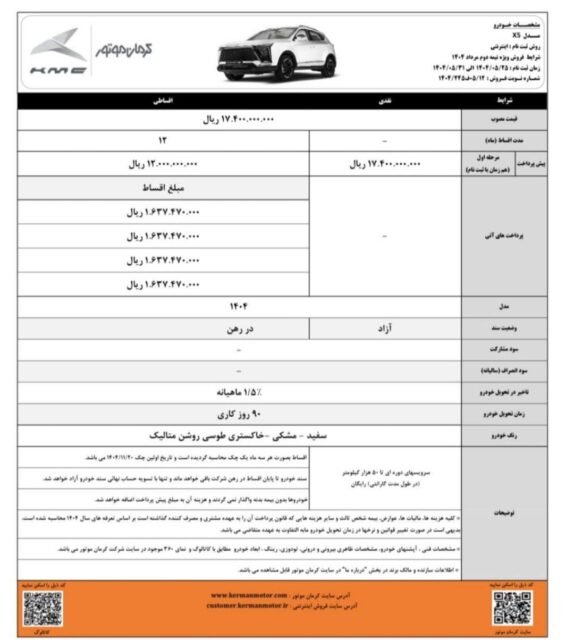کرمان موتور مرحله جدید ثبت نام خودروها را به زودی آغاز می‌ کند + زمان و جزئیات