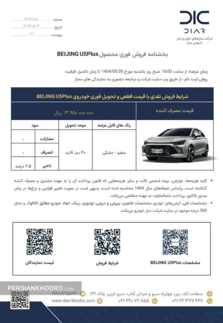 فروش فوری خودرو سابریناپلاس با قیمت جدید آغاز شد + جزئیات