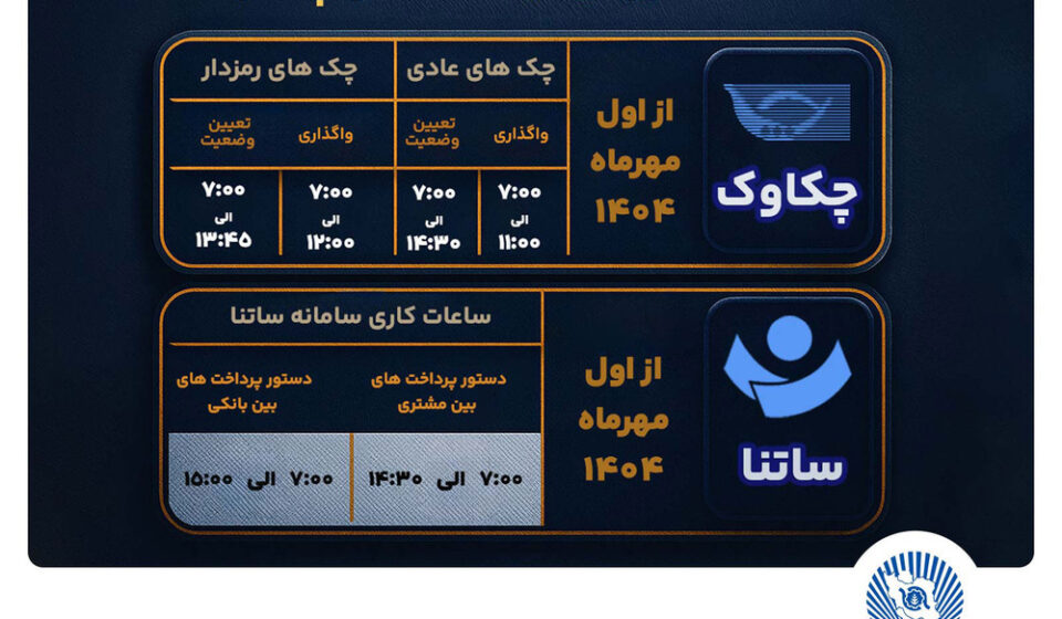 تغییر ساعت کاری سامانه‌های ساتنا و پایا در بانک تجارت
