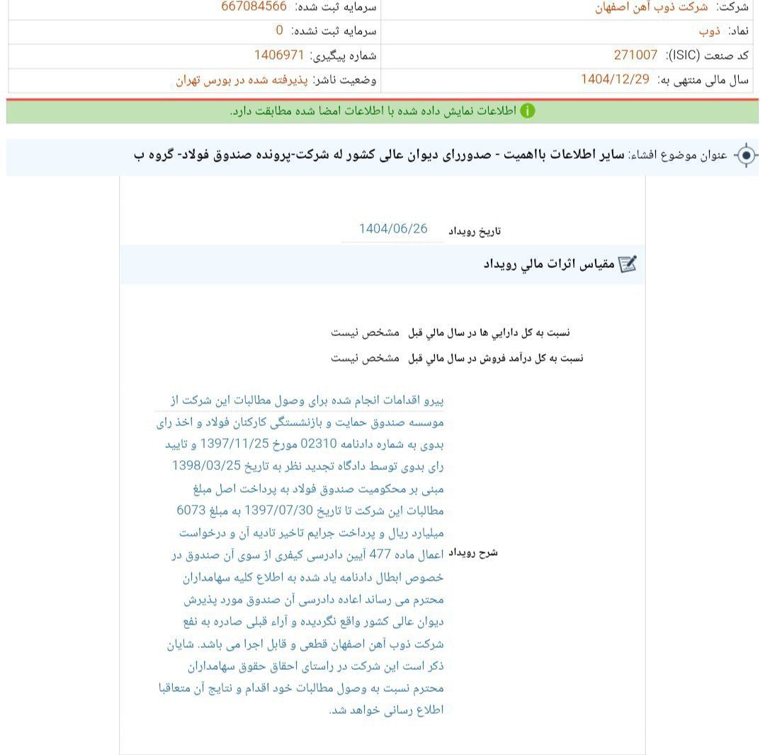 کدال ذوب | رای دیوان عالی کشور علیه شرکت