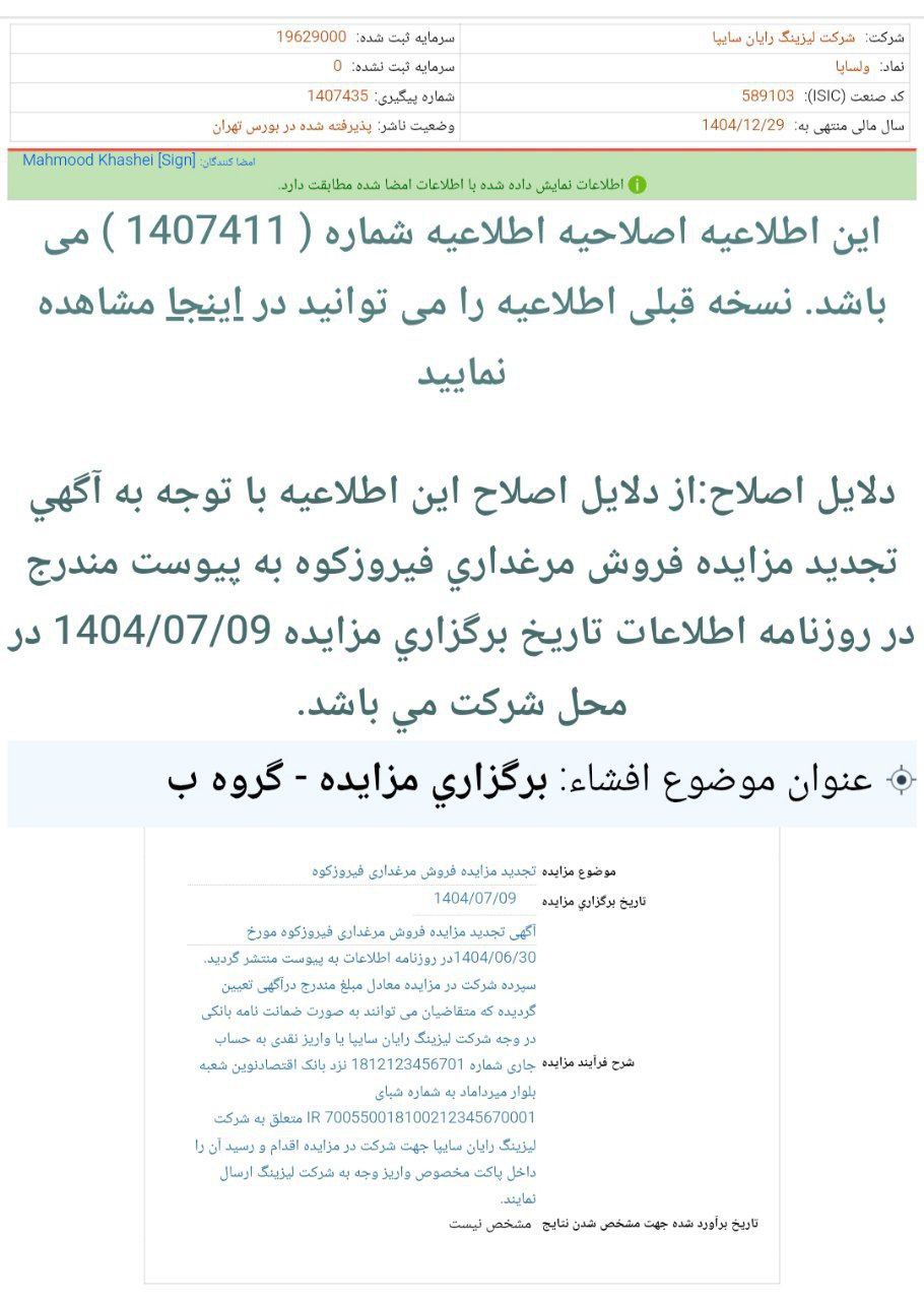 کدال ولساپا | برگزاری مجدد مزایده فروش