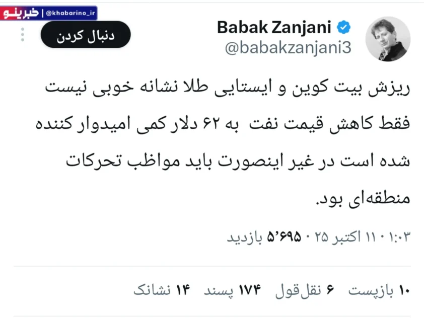بابک زنجانی نسبت به وضعیت بازارهای مالی هشدار داد + عکس