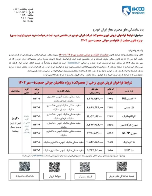 پیش‌ فروش و فروش فوری ایران خودرو ویژه مادران آغاز شد + جزئیات 