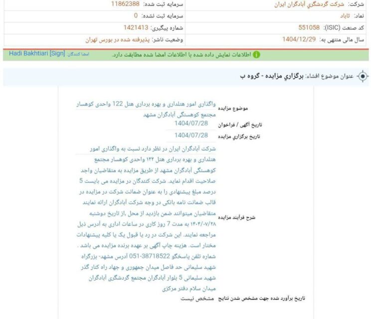 کدال آباد | واگذاری هتل 122