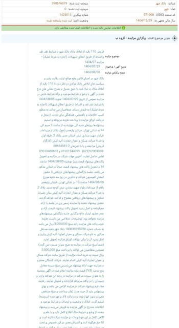 کدال بانک شهر | برگزاری مزایده فروش املاک مازاد