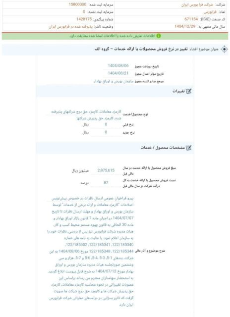 کدال فرابورس | افزایش کارمزد معاملات