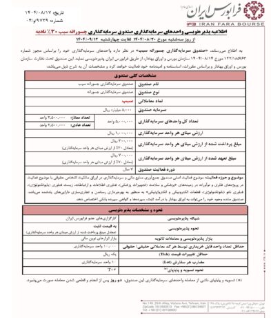 پذیره‌نویسی صندوق سرمایه‌گذاری جسورانه «سیب» 