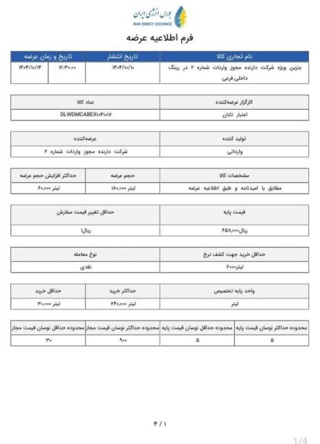 قیمت بنزین وارداتی به کانال قبلی بازگشت + عکس