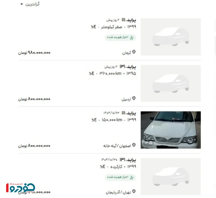 قیمت پراید به مرز یک میلیارد تومان رسید + عکس